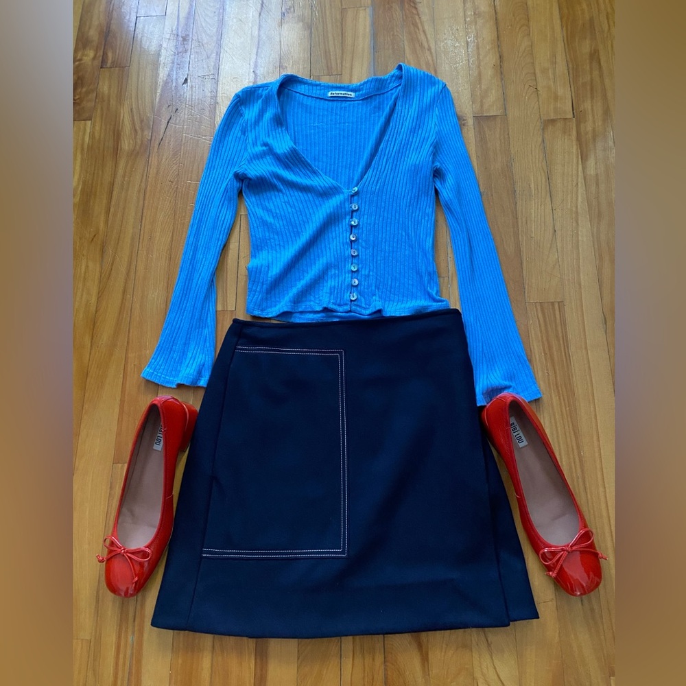 Wool navy mini skirt